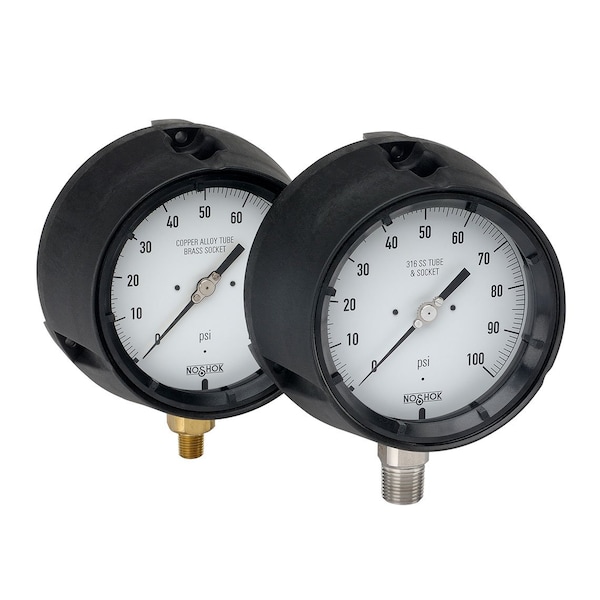 Process Gauge, 4.5" 316SS Internals, 1000 psi, 1/4 NPT Male Bottom Conn, Glycerin Filled